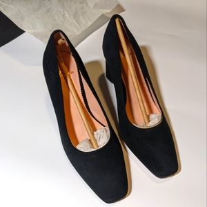 New Suede JCrew Black Block Heel Suede Pumps